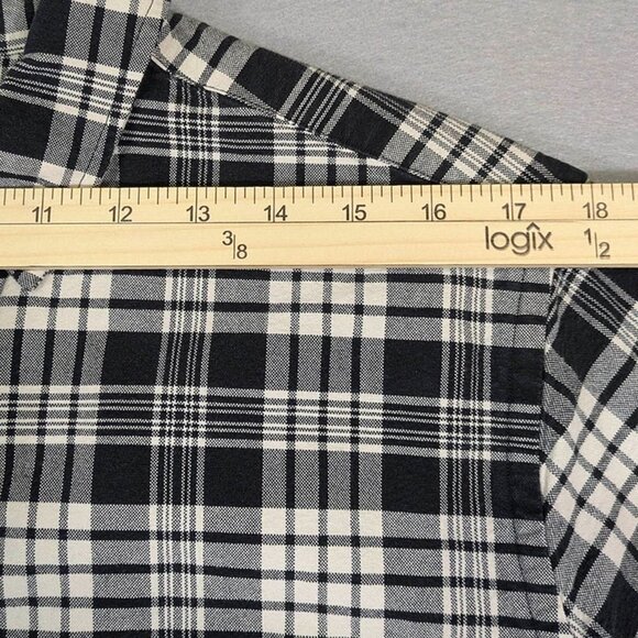 Fossil Button Down Shirt Mens Medium Black White Plaid Long Sleeve Pocket - Picture 5 of 10